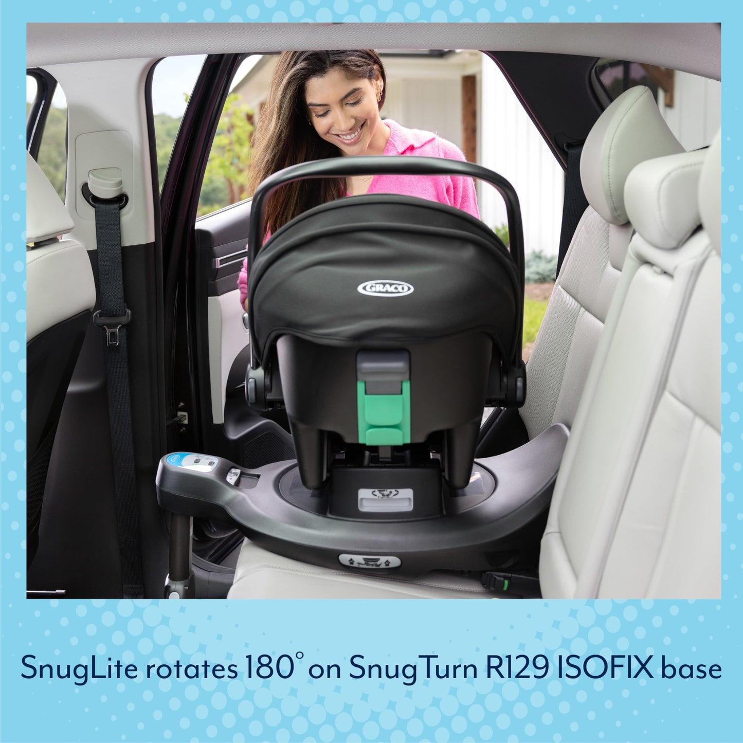 Graco SnugLite i-Size R129 Infant car seat, Suitable from 40-75cm, Birth to Approx 12 Months, Lightweight at only 3.3kg, Compatible with SnugTurn or SnugLite ISOFIX Bases, Midnight Fashion