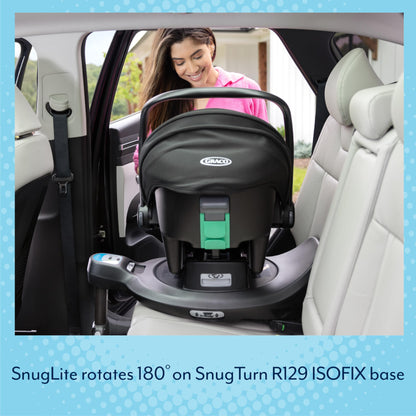 Graco SnugLite i-Size R129 Infant car seat, Suitable from 40-75cm, Birth to Approx 12 Months, Lightweight at only 3.3kg, Compatible with SnugTurn or SnugLite ISOFIX Bases, Midnight Fashion
