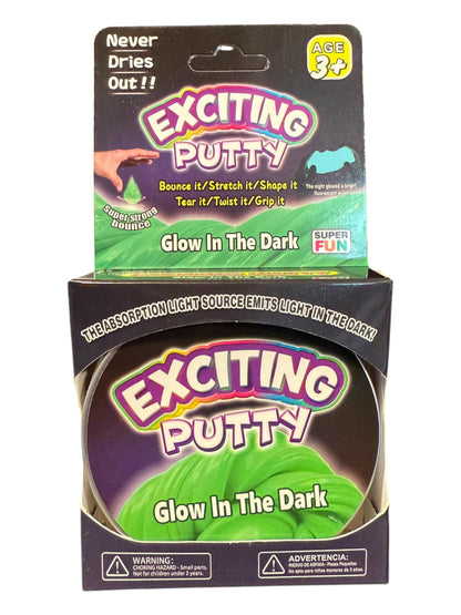 Set of 3 kids' glow-in-the-dark, heat-sensitive, UV reactive stretch putty by Bodygenix, perfect for stress relief and sensory play.