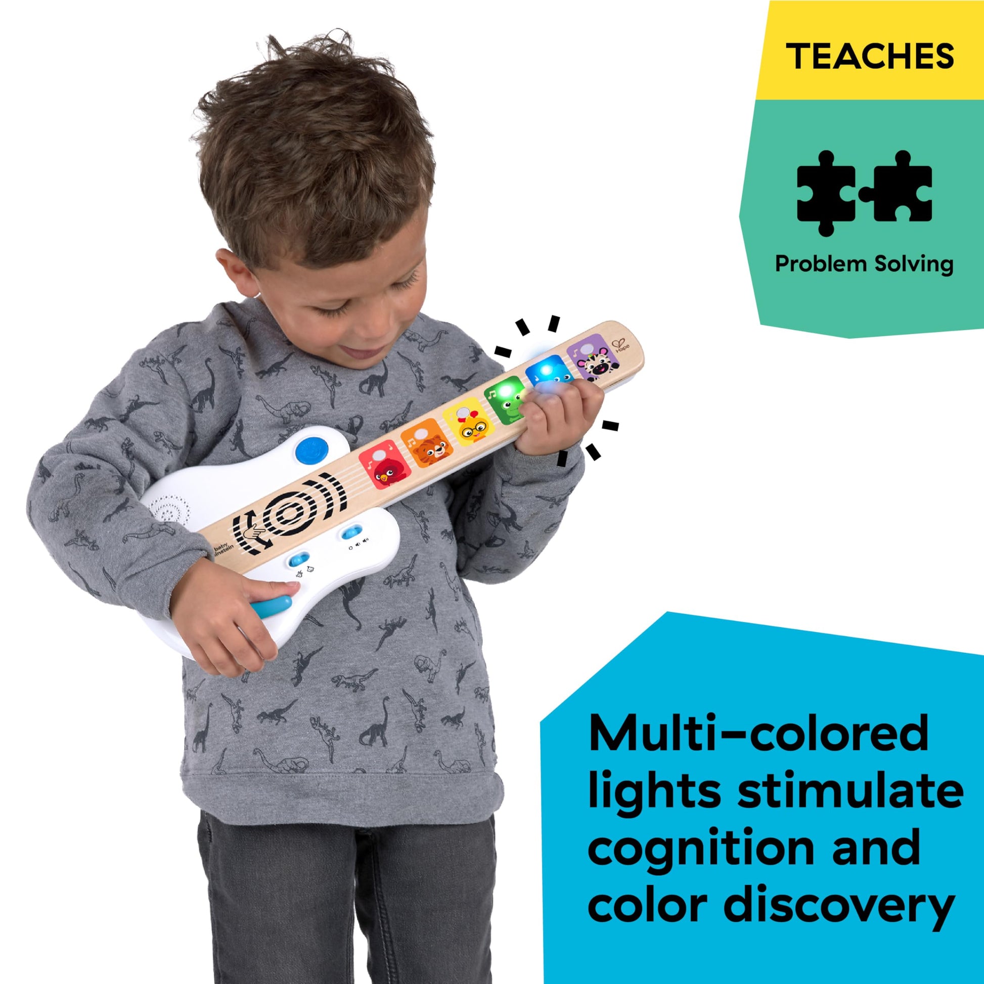 Baby Einstein Baby Musical Light Up Toy Guitar with magic touch, whammy bar, suitable for babies 6 months and older.