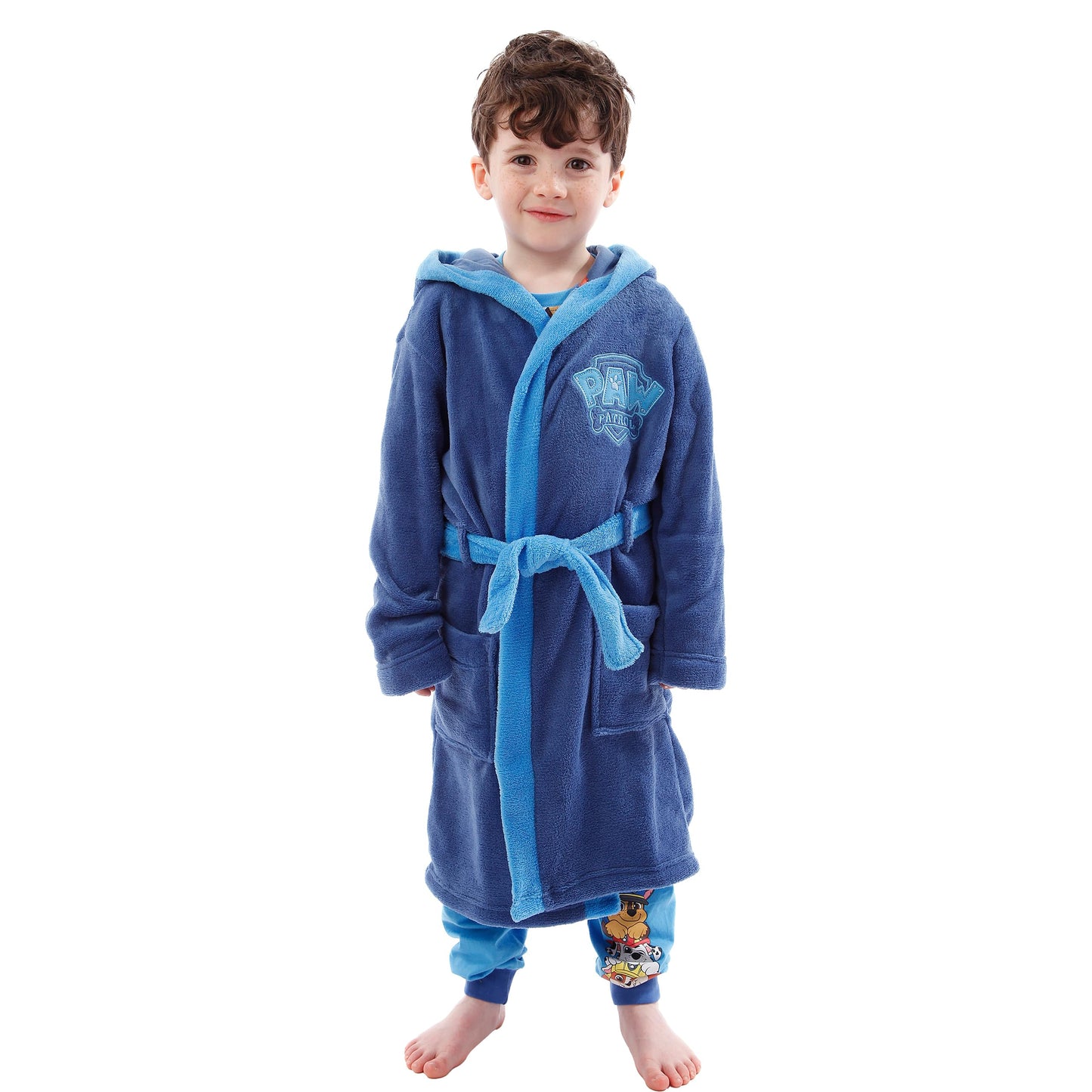 Paw Patrol Dressing Gown And Pyjamas For Kids | Chase, Rubble and Marshall Hooded Dressing Gown And Pyjamas For Boys | Blue 4-5 Years