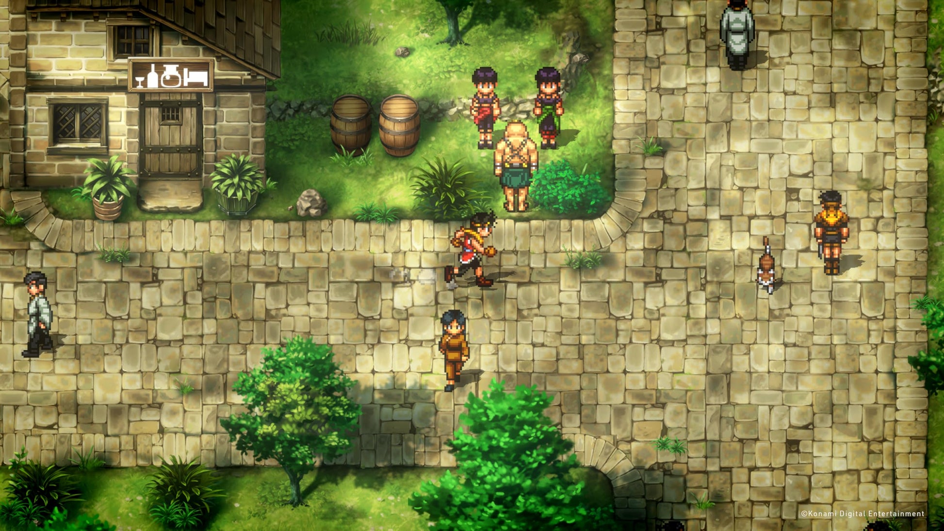 Cover art for Suikoden 1 & 2 HD Remaster Day 1 edition on PS5, featuring artwork of characters and game title by Konami.
