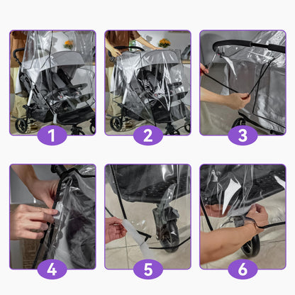 Bemece Twins Stroller Rain Cover Side by Side, Universal Double Stroller Rain Cover for Twins Pushchair Pram Buggy, Rainproof Dustproof Windproof for Outdoor Baby Protection