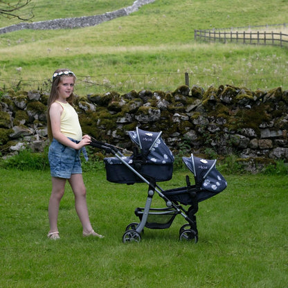Daisy Chain Pinnacle Double Dolls Pram – The largest Dolls Pram in the World! Adjustable handle up to 95cm. For 7,8,9,10,11,12,13 years+. (Daisy Dot)