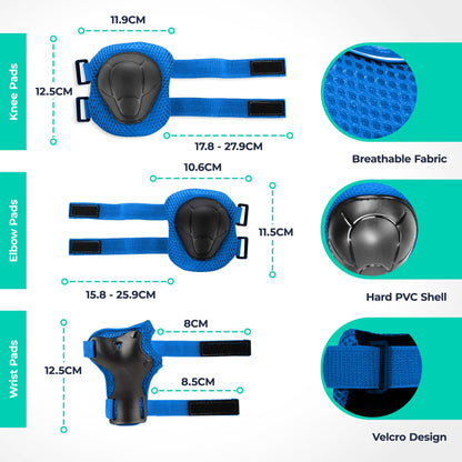Niftii Kids Helmet with Pads - Adjustable Multi-Sport Complete Safety Gear for Cycling, Skateboarding & Scooting, Ideal for Boys & Girls Ages 3-15 Kids Bike Helmet Set, Blue