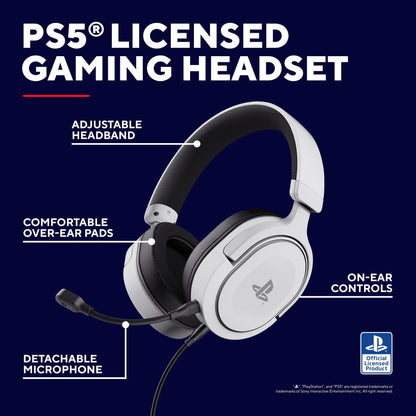 Trust Gaming GXT 498W Forta [Officially Licensed for PlayStation 5] Sustainable Gaming Headset for PS5 / PS4, 1.2m Cable, 50mm Drivers, Detachable Microphone, Wired Over-Ear Headphones - White