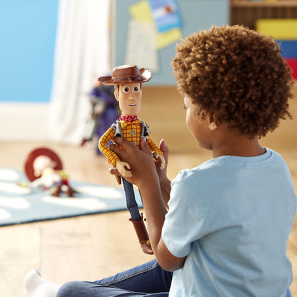 Disney Store Official Sheriff Woody Interactive Talking Action Figure, Pixar's Toy Story, 39cm/15”, Pull string Cowboy Doll Featuring 15+ English Phrases, Interacts with Other Characters, Ages 3+