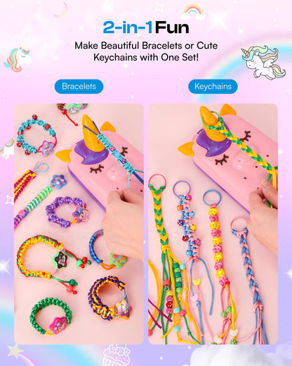 Caydo 2-in-1 friendship bracelet and keychain making kit for girls with colorful strings and craft tools for DIY jewelry projects