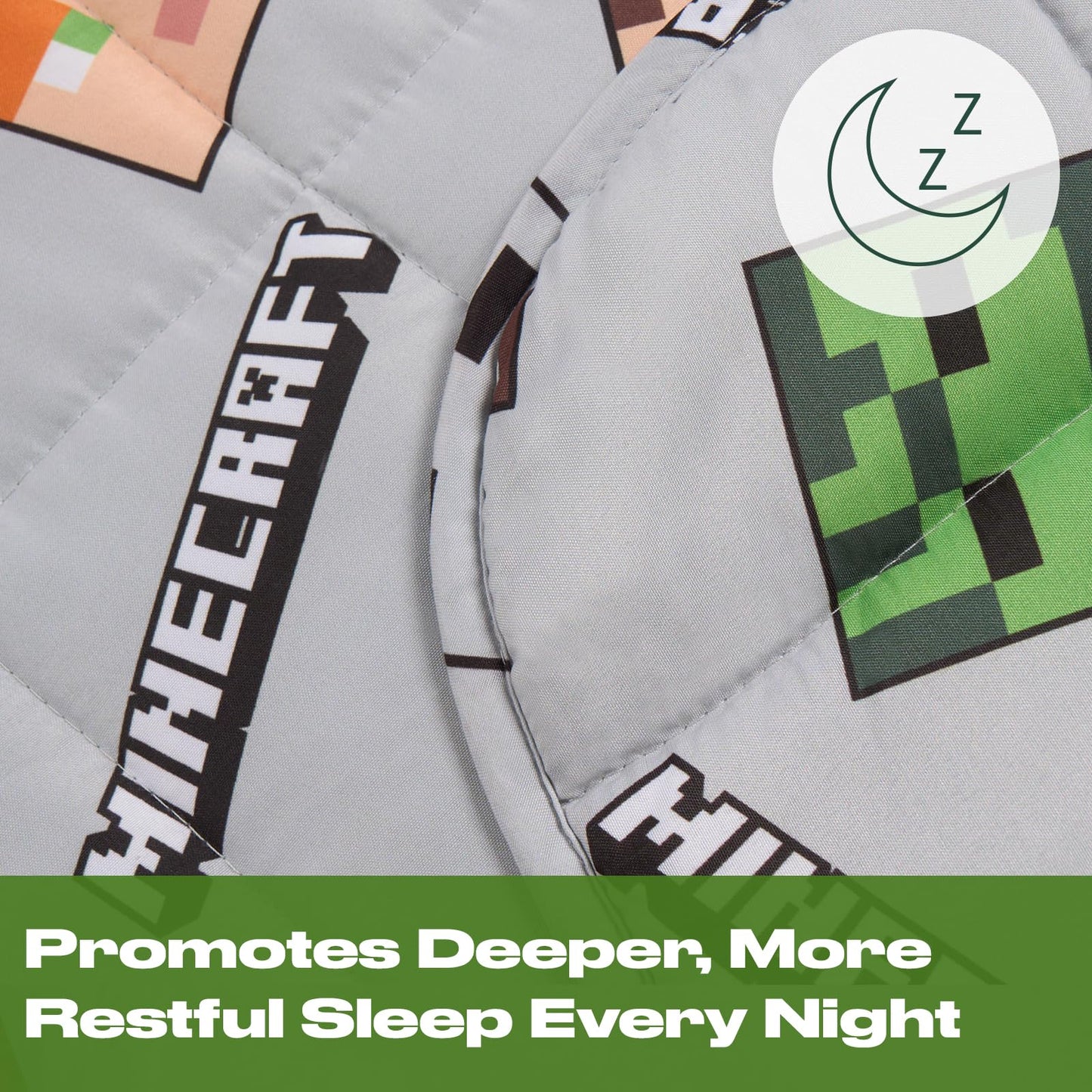 OHS Minecraft Blanket Weighted for Adults 3kg, Microfibre Reversible Calming Blanket Sleep Therapy Anxiety Relief Minecraft Gifts Heavy Blankets, Grey - 150 x 100cm