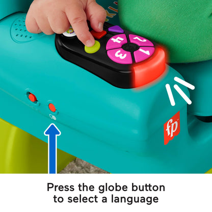Fisher-Price Laugh & Learn Smart Stages Chair toy for babies and toddlers, featuring colorful, interactive design in English, French, and German