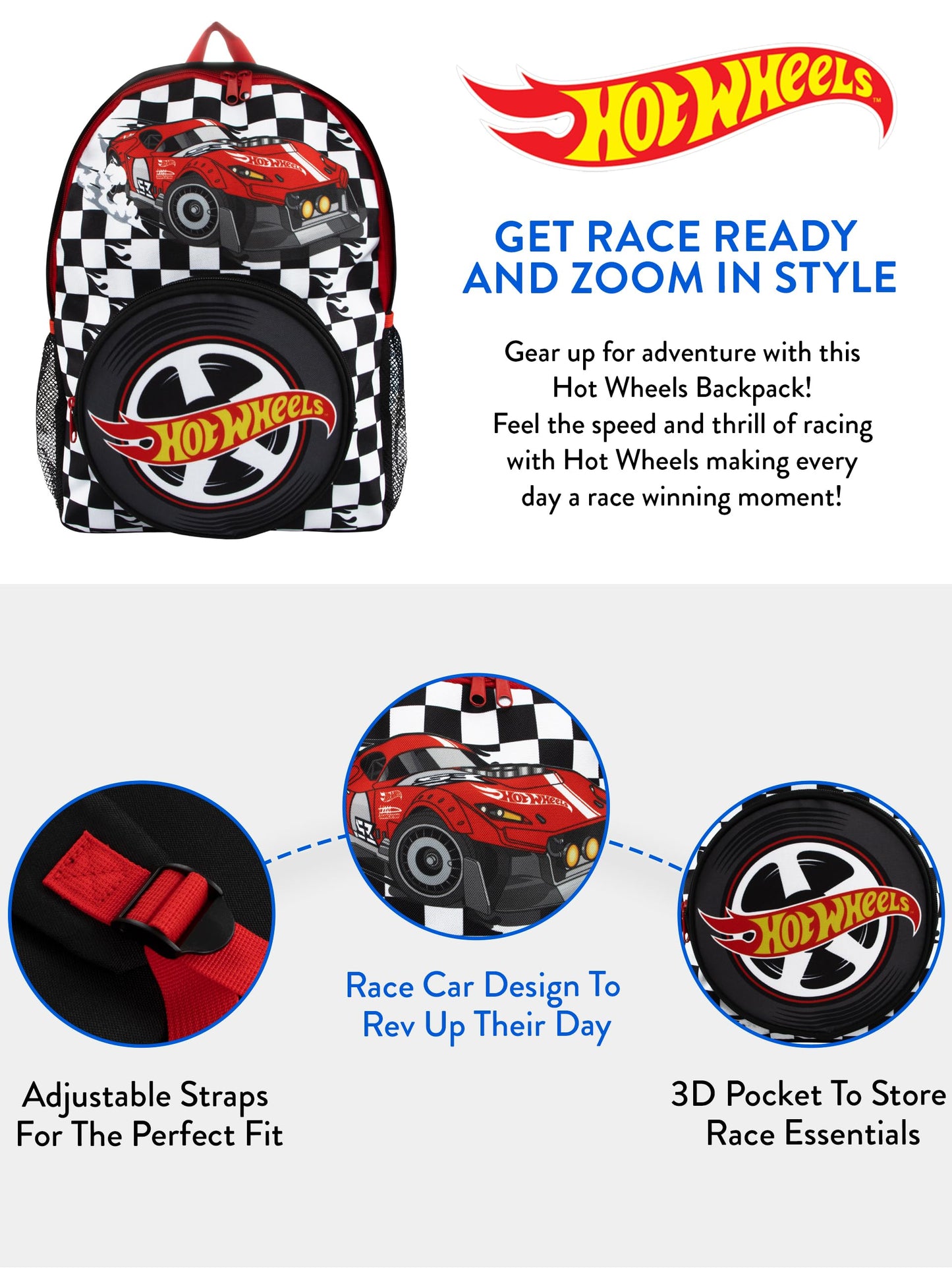 Hot Wheels Backpack | School Bag For Boys | Cars Bag | Official Merchandise