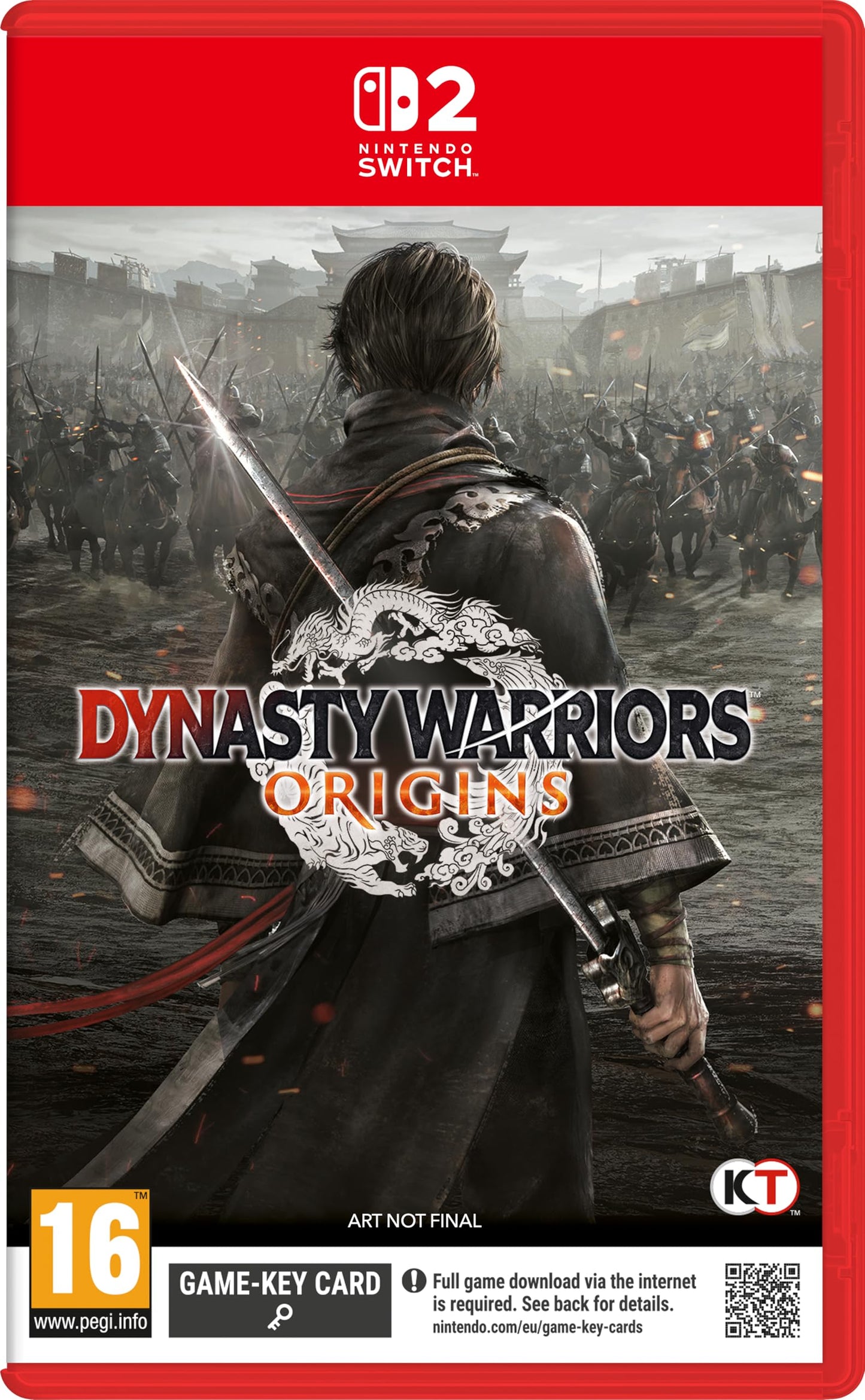 Nintendo Switch game Dynasty Warriors: Origins by KT, featuring dynamic battle scenes and warrior characters in action.