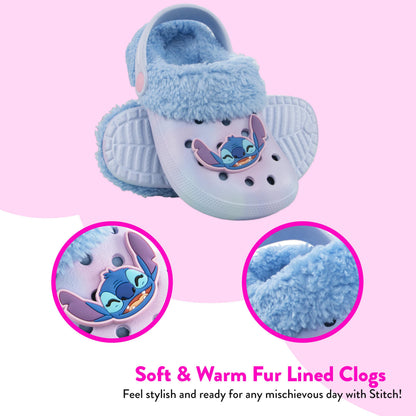 Disney Stitch Shoes | Lilo and Stitch Girls Clogs | Fleece Lined Clogs | Blue 12