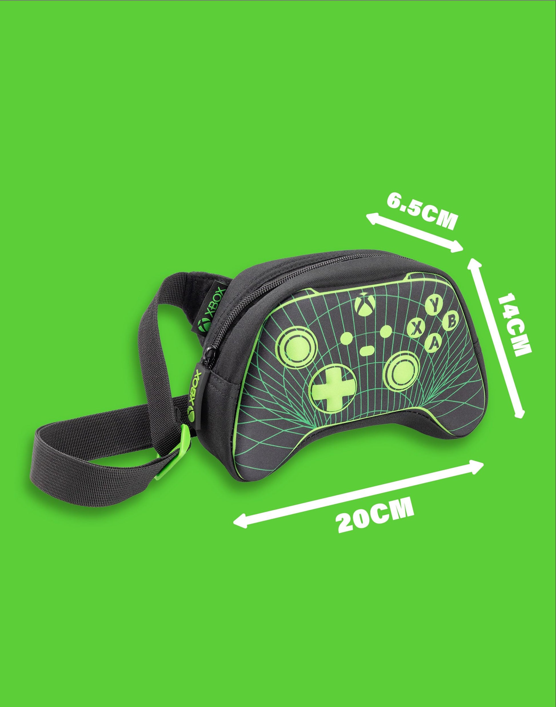 Xbox unisex kids black cross body bag with logo, zip-up carry case for gaming, travel, and school for young gamers.