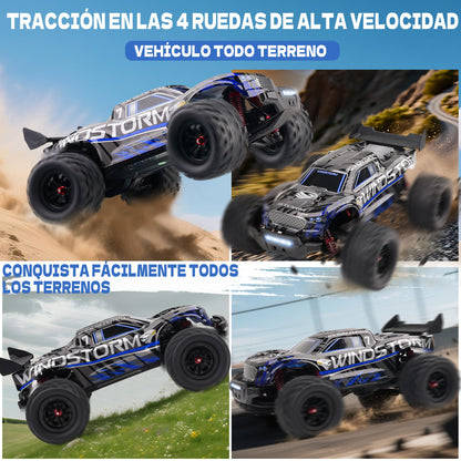 JOYTREKY Brushless Rc Cars - 1:14 Max 50+ Kmh High-Speed 4x4 Remote Control Car 2.4 Ghz Rc Truck Waterproof 16 Lighting Modes All-Terrain Off-Road Vehicle With 2 Rechargeable Batteries - Purple