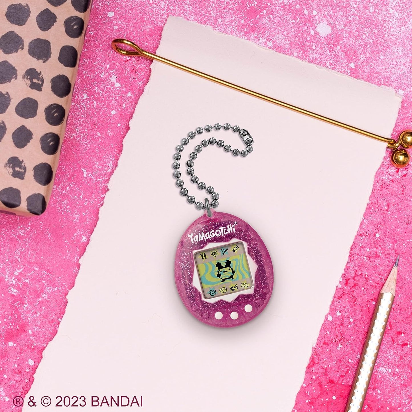 TAMAGOTCHI Bandai Original Pink Glitter Shell Original Cyber Pet 90s Adults And Kids Toy With Chain | Retro Virtual Pets Are Great Boys And Girls Toys Or Gifts For Ages 8+
