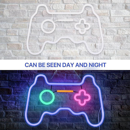 MEDE Dimmable Game Neon Sign, Glass Gaming Neon Light Sign Powered by USB with Switch, Blue Led Light Sign for Bedroom Wall Decor Game Room Party Decoration