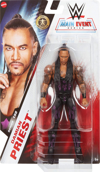 Mattel WWE Damian Priest Action Figure, Main Event Series #158, 6-inch Collectible Superstar with 14 Articulation Points & Life-Like Look, JGD41