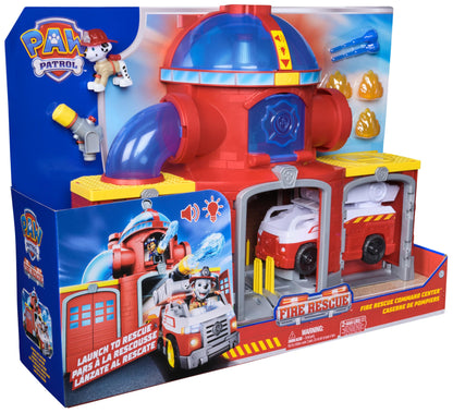 Paw Patrol Fire Rescue Command Center with Marshall Figure, Rescue Fire Truck, Lights, Launcher and Sound Fx, Kids Toys for Boys & Girls Ages 3 and Up
