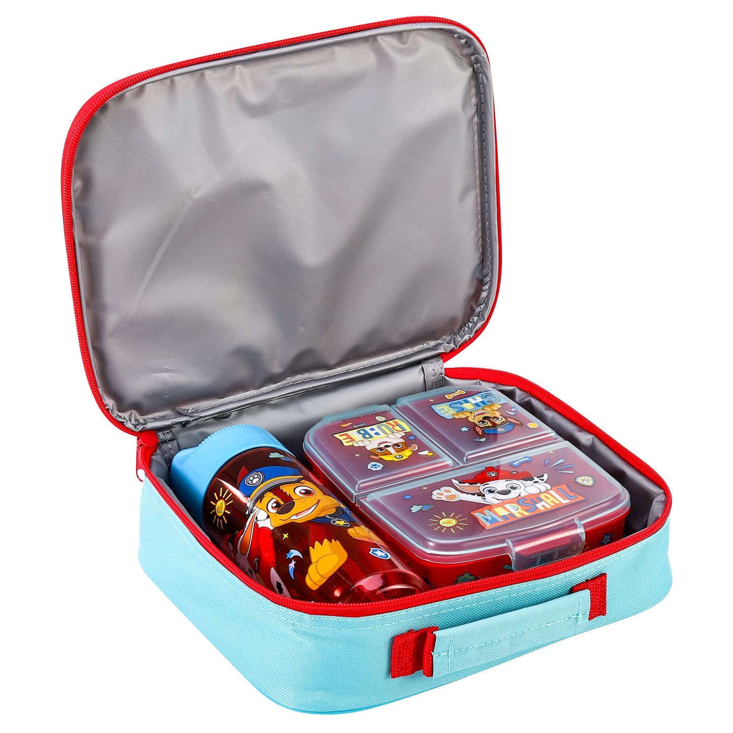 Zawadi Global Paw Patrol Kids Childrens Lunch Box Set – Insulated Lunch Bag, Multicompartment Lunch Box & 540ml Water Bottle - School Travel Lunch Food Set, BPA Free