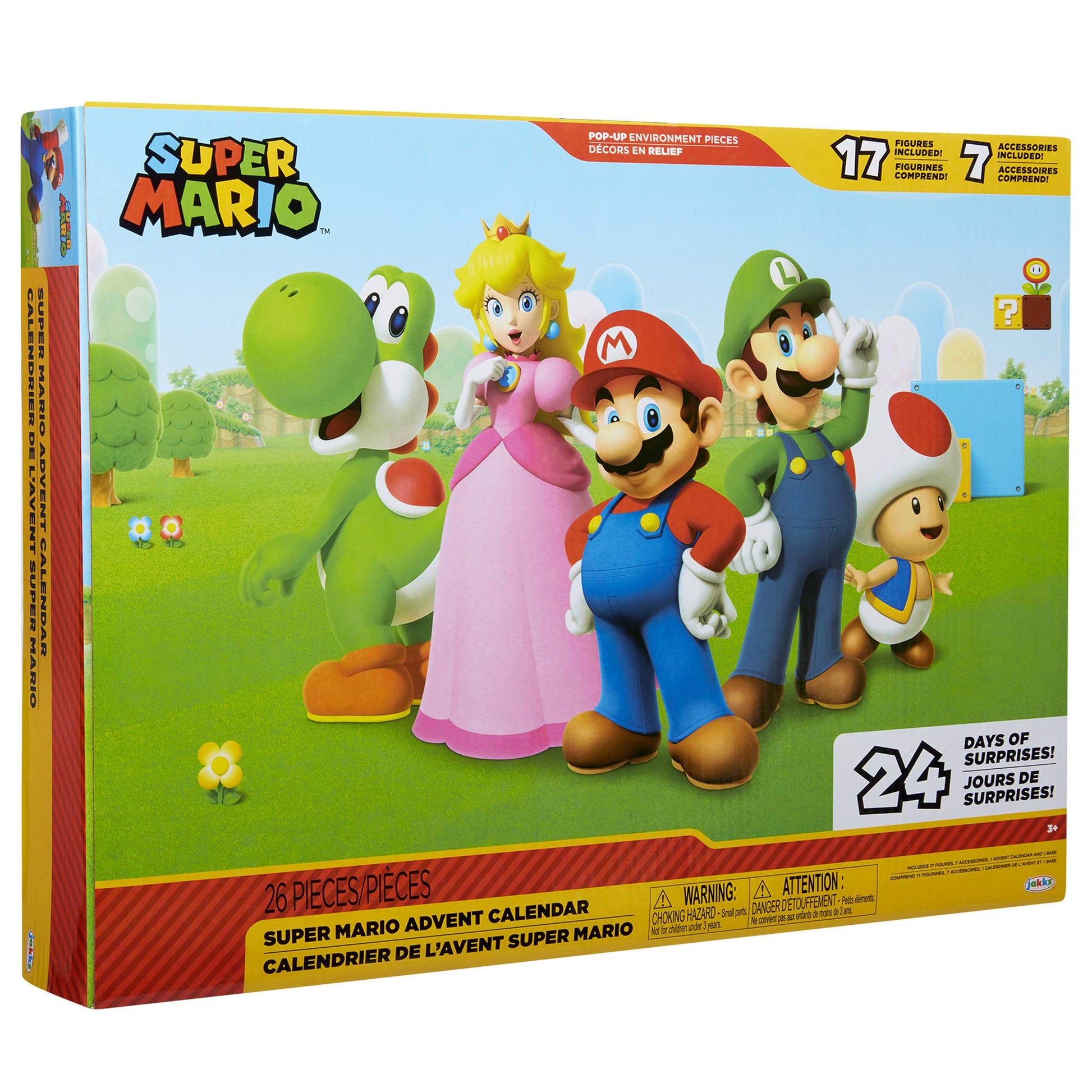 Super Mario Super Mario Advent Calendar by JAKKS Pacific with 24 surprise figures and accessories, featuring colorful Super Mario characters.