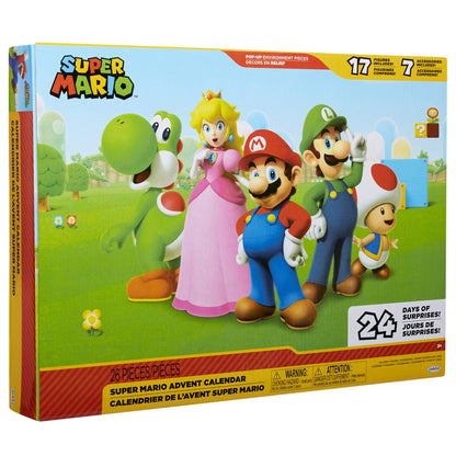 Super Mario Super Mario Advent Calendar by JAKKS Pacific with 24 surprise figures and accessories, featuring colorful Super Mario characters.