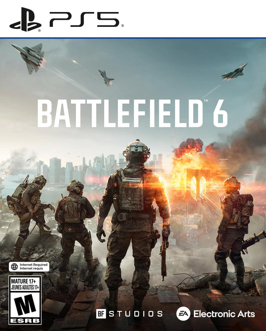 Screenshot from Battlefield 6 video game on Sony PlayStation 5, featuring in-game action and futuristic military scene.
