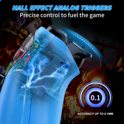 Gamrombo RGB wireless PS5/Pro controller with back buttons, touchpad, macro, turbo, dual vibration, 6-axis sensor, 3.5mm jack