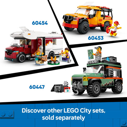 LEGO City red sports car toy with driver minifigure and accessories, designed for kids ages 5 and up.