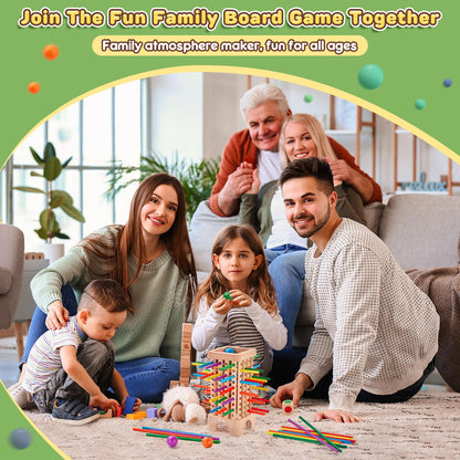 Wooden Board Game Montessori Toys, 42 Colourful Sticks Dice Game Math Educational Toy, Family Fun Ball Dropping Game, 1 to 6 Players Fine Motor Skills Travel Games for 3 4 5 6 Years Old Boy Girl