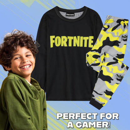 Get Trend Fortnite Boys Pyjamas Set, Long PJs for Kids & Teenagers, Cosy Loungewear Soft Nightwear, Gamer Gifts for Boys (9-10 Years, Yellow Fortnite)