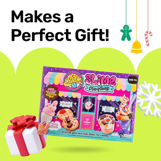 Original Stationery ice cream slime kit with colorful slime, waffle toys, and fun ice cream-themed slime playset for kids.