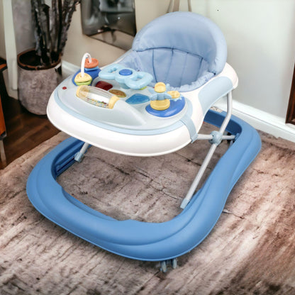 Babyco baby walker with lights and music, featuring a sturdy frame, colorful toys, and a comfortable seat for early walking development.