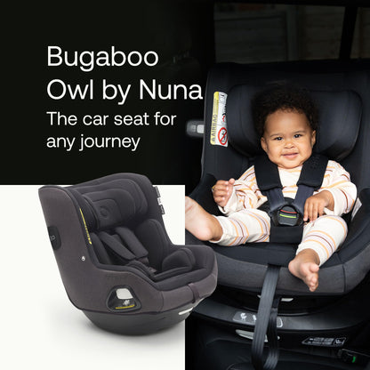 Bugaboo Owl by Nuna Isofix Car Seat from Birth to 4 Years, 0-18 kg, 360 Degrees Rotation, Rear and Front Facing, Group 0+/1, Ultimate Comfort and Safety, Black