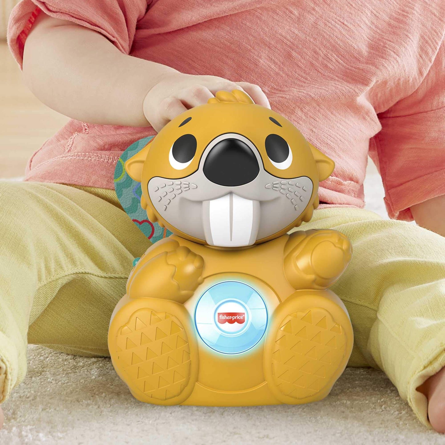 Fisher-Price Linkimals Boppin’ Beaver - UK English Edition, Light-up Musical Activity Toy for Baby, GXD79