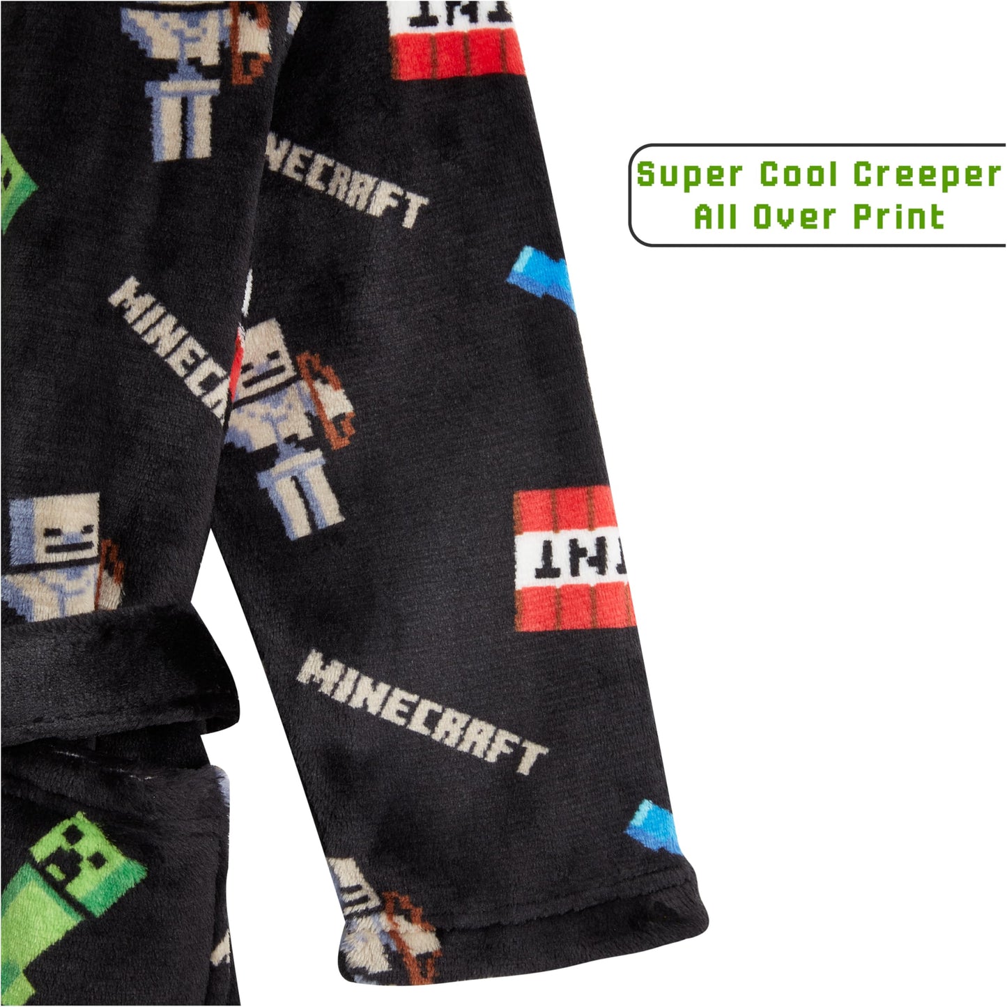 Minecraft Dressing Gown for Boys Fleece Hooded Bathrobe with Pockets Creeper Loungewear Nightwear Teens Gamer Gifts for Boys (13-14 Years, Black)