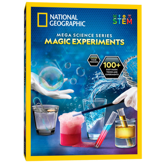 Blue Marble National Geographic Science Magic Kit with 100+ experiments, chemistry set, and STEM activities for kids.