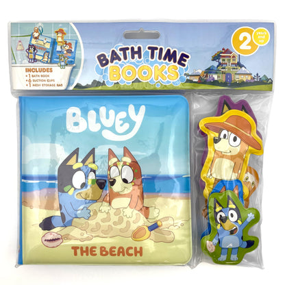 Bluey The Beach Bath Time Books - Activity Books for kids, Bath book, 6 Padded suction cups, 1 Mesh bag
