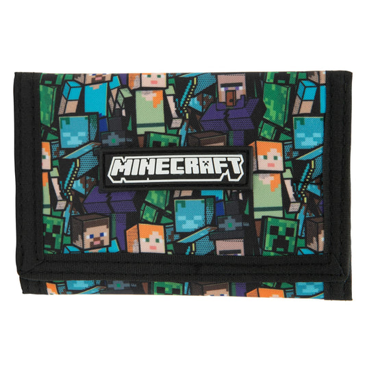 Minecraft Boys Wallet for Kids with Card Slots & Zip Coin Pocket Creeper Gamer Accessories Gaming Gift