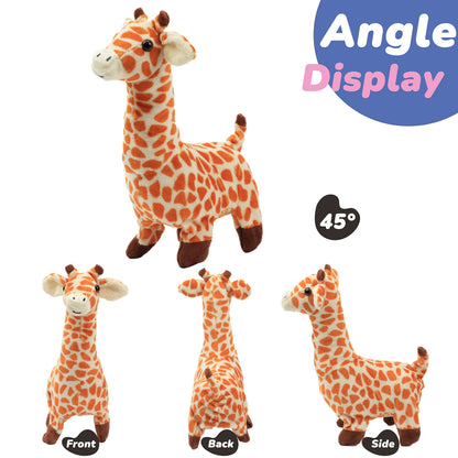 Hopearl Walking Giraffe Interactive Electronic Pet Plush Jirafa Toy with Sounds and Movements Animated Shaking Tail Gifts for Toddlers Birthday, Brown, 23cm
