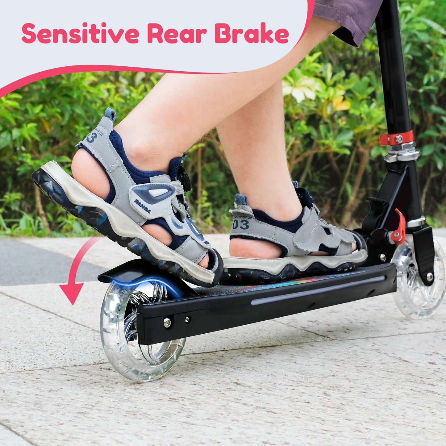 Scooter for Kids Ages 5-12 TONBUX Folding 2 Wheel Kids Scooter with Light Up Wheels & Stem & Deck, 3 Adjustable Height Handle, Lightweight Portable Kick Scooters for Girls Boys Toddler, up to 50kg