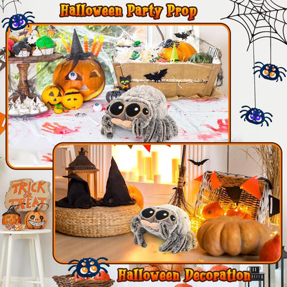 CelestiMingle 8.2-inch realistic plush spider toy with big eyes, soft and cute, perfect for Halloween, Christmas, or birthday gift.