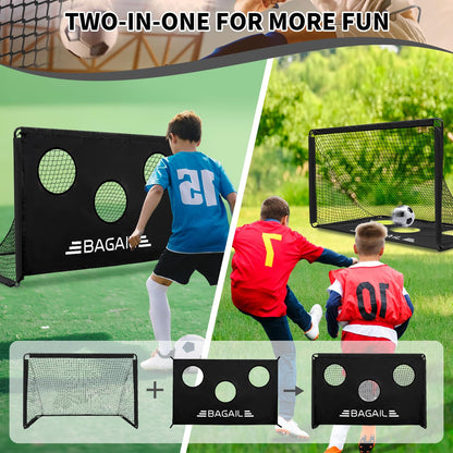 BAGAIL Upgraded Soccer Goal with Target, 2-In-1 Designed, Football Goal, Portable Carry Bag, Easy to Set up, Ideal for Garden Shooting Training and Recreational Matches, 180x120cm