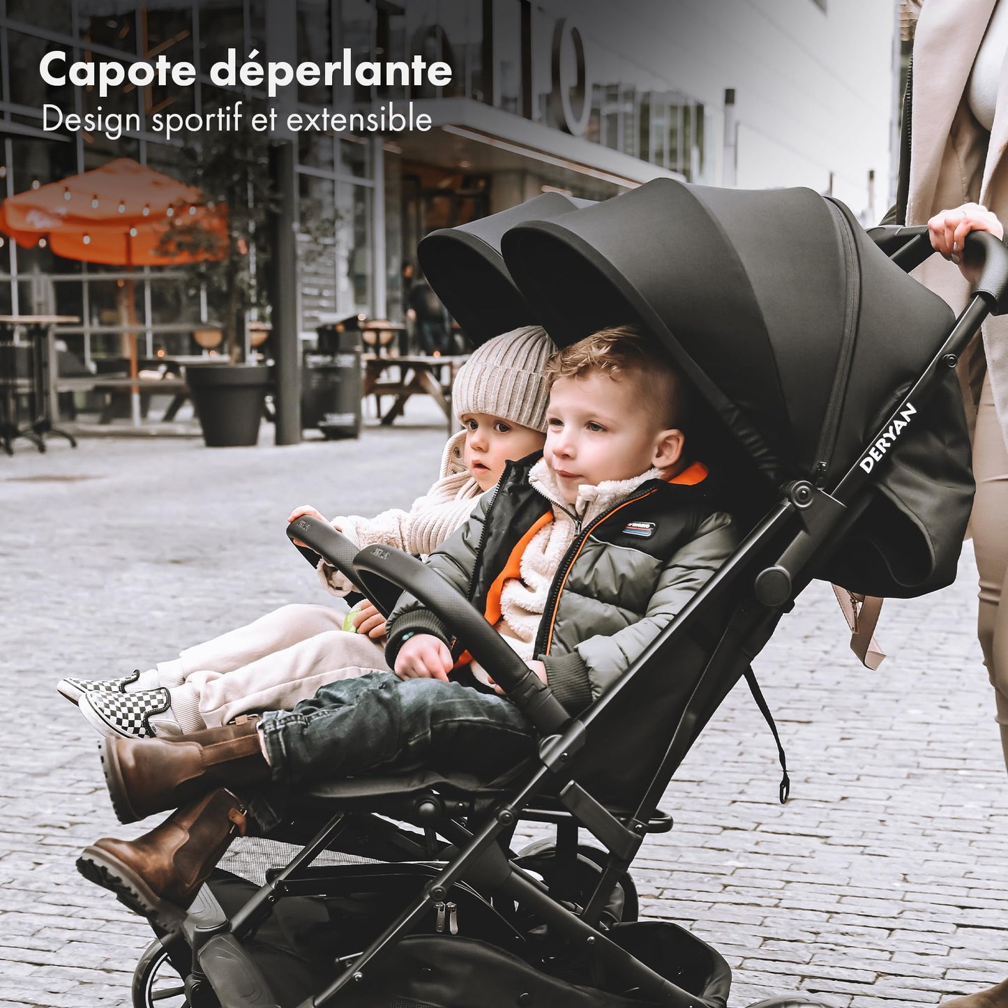 Deryan Rolo X2 XL Pushchair Buggy 2 in 1 - Buggy Small Foldable - Birth to 4 Years - Baby Pram per Seat Maximum Load 22 kg - Children's Buggy Foldable - Compact and Foldable - Nougat