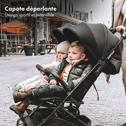 Deryan Rolo X2 XL Pushchair Buggy 2 in 1 - Buggy Small Foldable - Birth to 4 Years - Baby Pram per Seat Maximum Load 22 kg - Children's Buggy Foldable - Compact and Foldable - Nougat