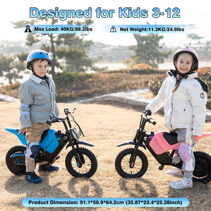 EverCROSS EV05M electric kids motorcycle with 12-inch tires, 150W motor, multiple speed modes, ideal for children aged 3-12.
