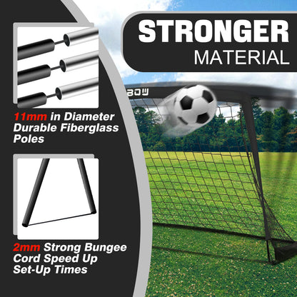 RUNBOW 9x5 ft Kids Football Goal, Portable Soccer Net for Adult Junior Backyard Practice with Carry Bag (Black, 1 Pack)