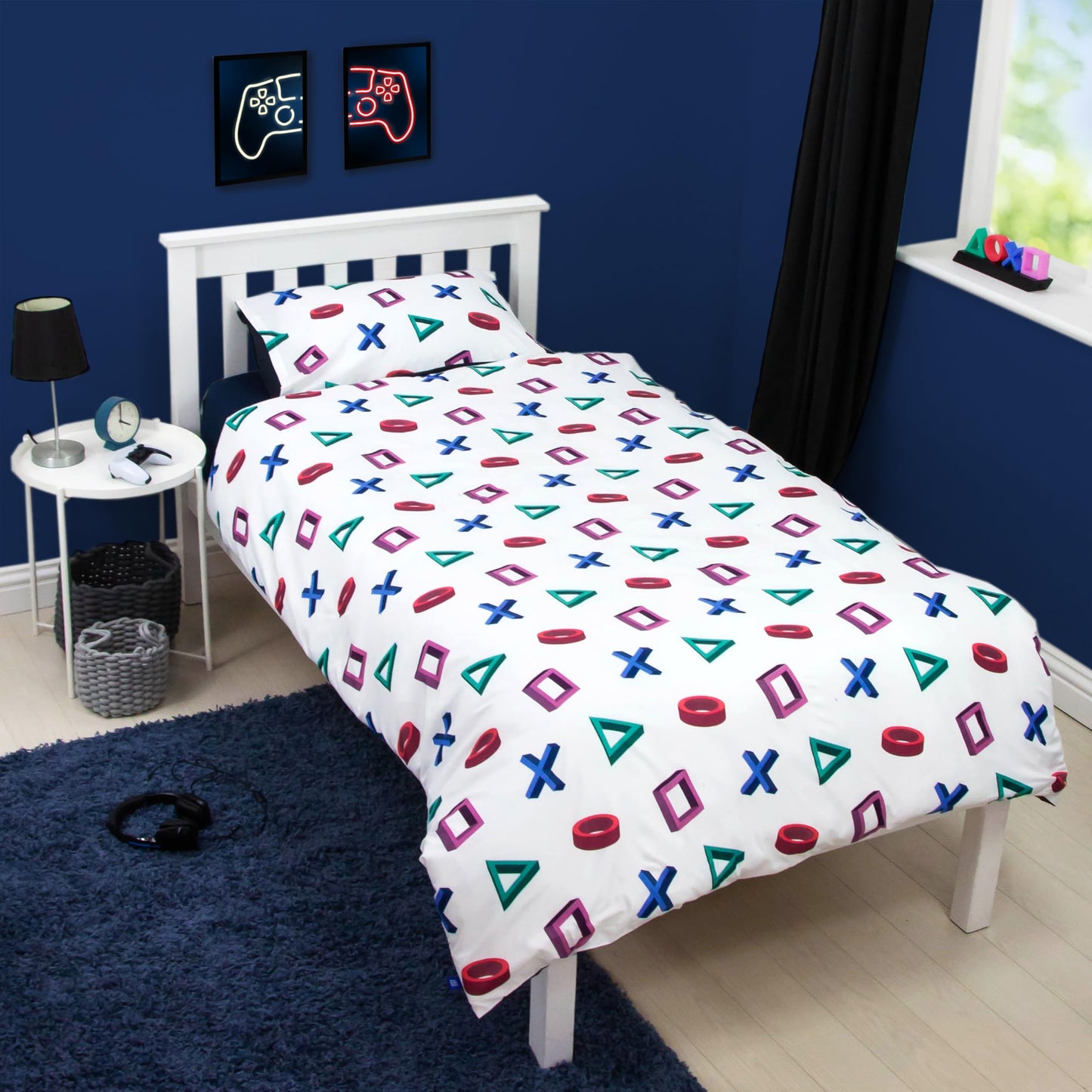 Character World PlayStation Official Single Duvet Cover Set, Abstract Design | Reversible 2 Sided Bedding Cover Official Merchandise Including Matching Pillow Case | Gaming Single Bed Quilt