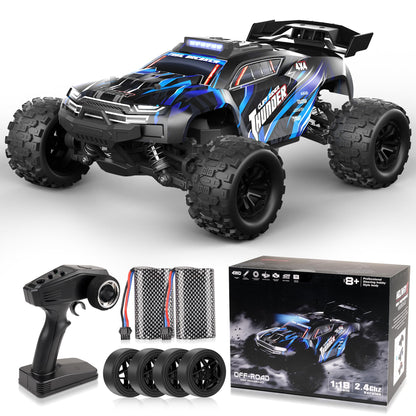 JOYTREKY Remote Control Cars - 1:18 RC Car 40KM/H 2.4GHz 4WD All Terrain Off-Road Drift Truck Hobby Grade with dual rechargeable batteries for extended play Ideal for Kids Adults - Blue