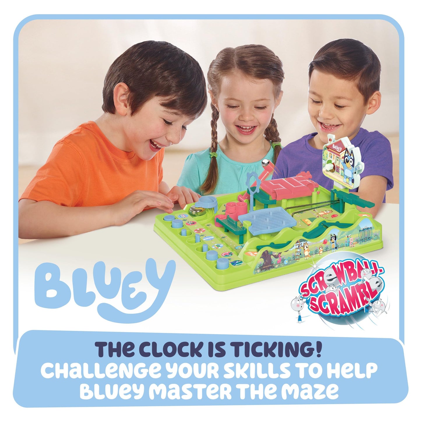 TOMY Bluey Screwball Scramble ML, Retro Maze Game With Obstacles And Timer, Skill-Based Puzzle Challenge, Magnetic Crane, Tilting Bridge, Solo Or Multiplayer, Includes 2 Balls, Age 5+
